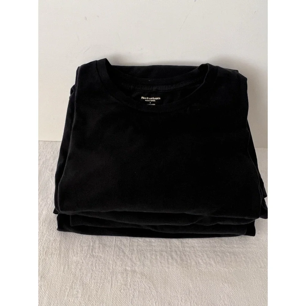 Lot Of 4 Polo Ralph Lauren T Shirts Black 100% Cotton Mens Sz Lg. Pony At Bottom